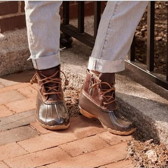 New Sperry Saltwater Tan/Navy Waterproof Leather/Rawhide Women's Boots Size 7 - Picture 6 of 6